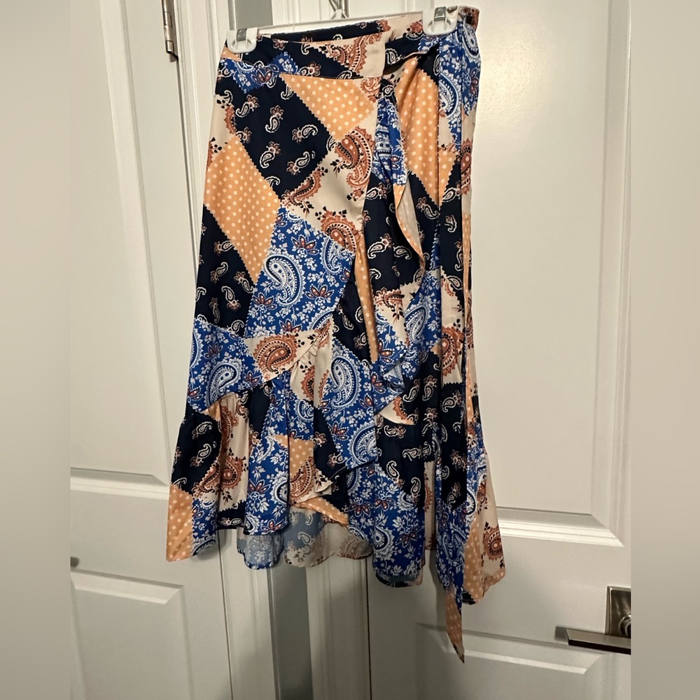 Patch midi wrap skirt